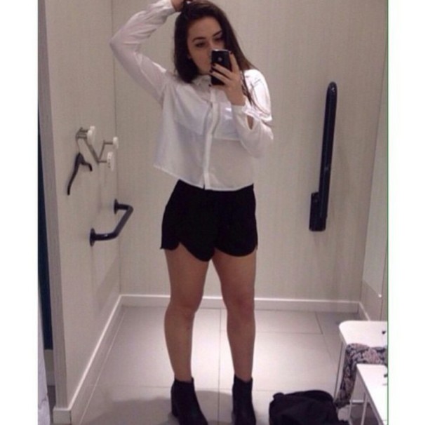 top, white crop tops, white blouse, scalloped shorts, shorts .
