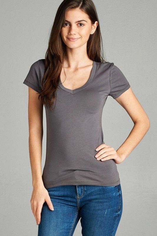 Women's Scoop Neck Short Sleeve Basic Cotton Blend T-Shirt Basic .