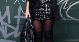 Women's Black Blazer, Black Silk Tank, Black Sequin Mini Skirt .