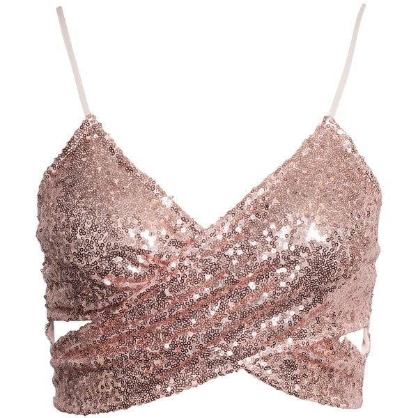 Nly One Sequin Cross Over Top ($22) ❤ liked on Polyvore featuring .
