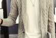 Clothes Hipster Cardigans - Shawl Collar Cable Knitted Cardigan .