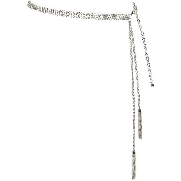 Silver Tassel Chain Belt ($10) ❤ liked on Polyvore featuring .