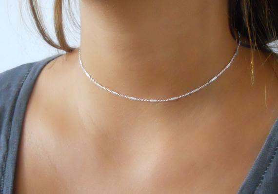 Delicate Silver Choker Sterling Silver Collar Necklace | Et