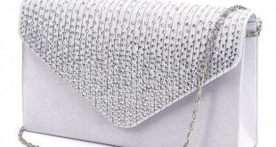 Large Ladies Evening Satin Bridal Diamante Clutch Bag Prom .