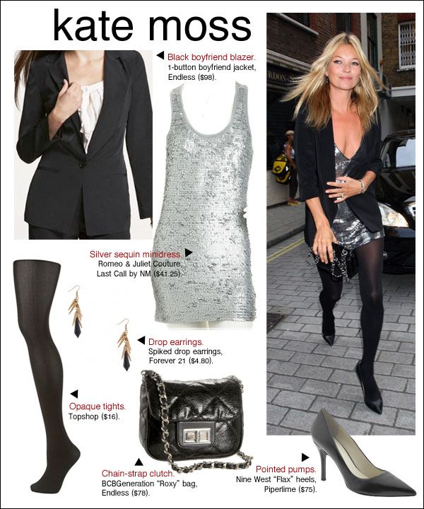 Celebrity Looks For Less – Kate Moss in a Sequin Dress, Black .