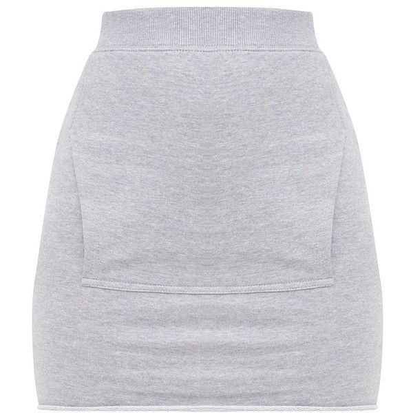 Grey Sweat Pocket Mini Skirt ($11) ❤ liked on Polyvore featuring .