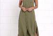 New York Minute Olive Green Sleeveless Midi Dress | Green shirt .