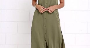 New York Minute Olive Green Sleeveless Midi Dress | Green shirt .