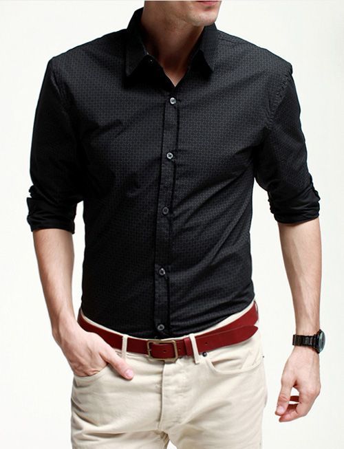 Long Sleeve Stylish Pattern Printed Shirt in Slim Fit Design-cool .