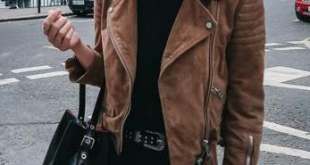 street style. suede brown jacket. black tee, denim. | Fashion .