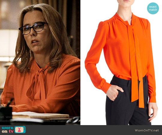 Givenchy Tie Neck Silk Blouse | Secretary outfits, Tie neck blouse .