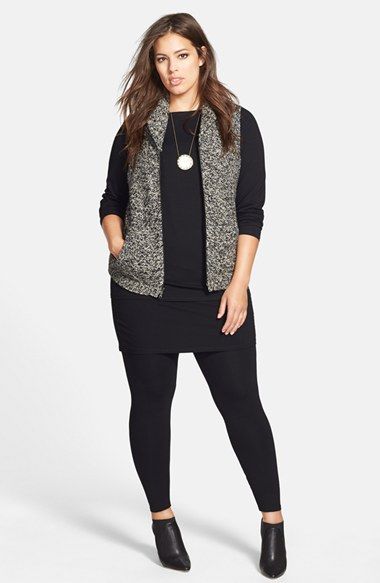 Eileen Fisher Sweater Vest, Jersey Top & Skirted Leggings (Plus .