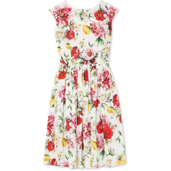 Dolce & Gabbana Floral-print cotton dress (£1,100) ❤ liked on .