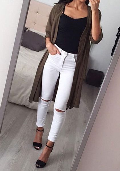 White Distressed Jeans Outfits
