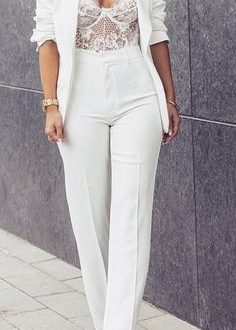 White Dress Suit Formal Outfits for Women – kadininmodasi.org