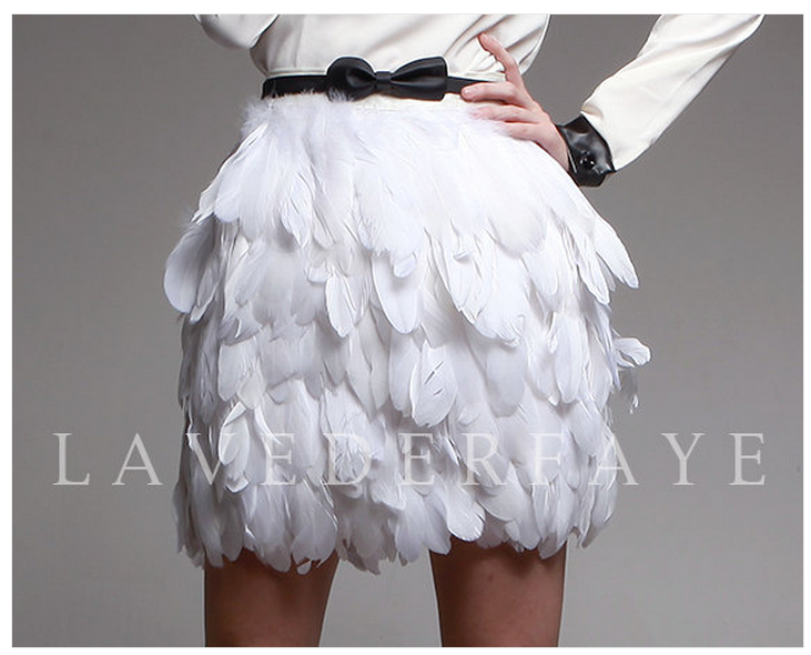 white feather skirt | White feather skirt, Feather skirt, Skir