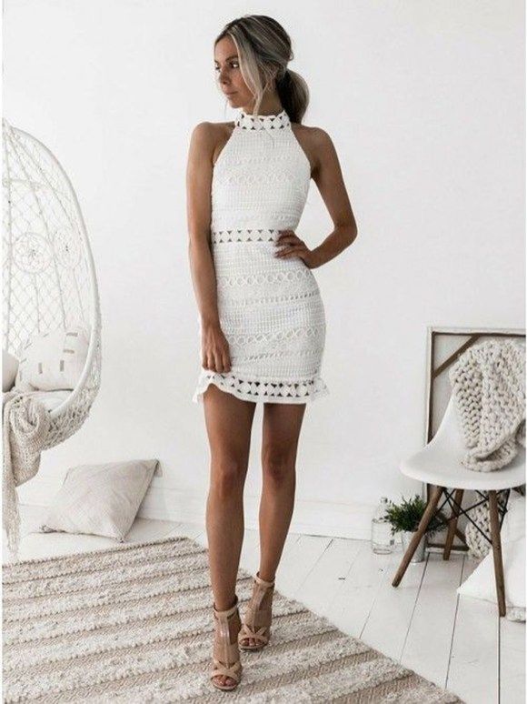 50 Beautiful White Lace Dress Outfits Ideas For Winter | Lace .