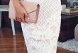 White lace midi dress. women fashion outfit clothing style apparel .