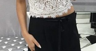 summer #outfits White Lace Top + Black Pants + Grey Sandals | Lace .