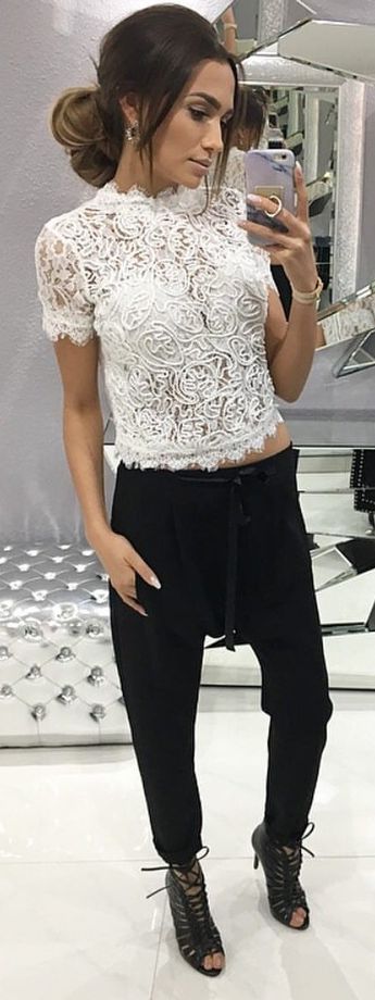 White Lace Top Outfit Ideas