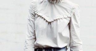 Long Sleeve Ruffles Blouse is a great fall option with high neck .