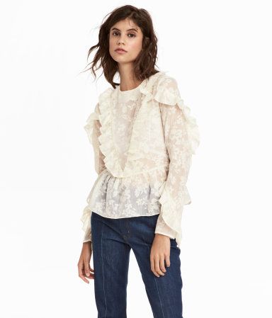 White H&M Ruffled Blouse | Winter Outfit Ideas for Women | Best .
