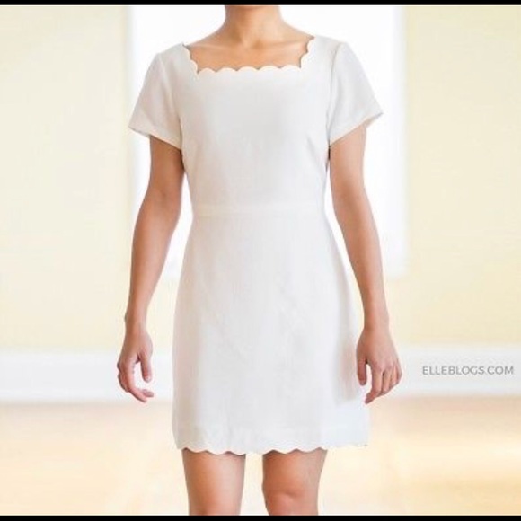 Club Monaco Dresses | Never Worn Sz 4 White Scalloped Dress | Poshma