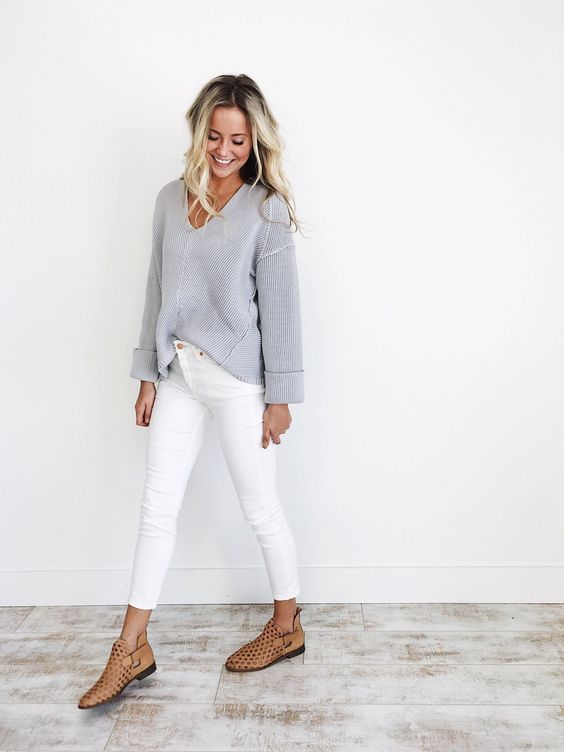 WHITE SKINNY JEANS OUTFIT INSPIRATION | How to wear white jeans .