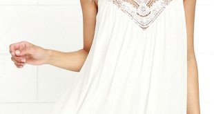 White Dress - Lace Dress - Swing Dress - $48.