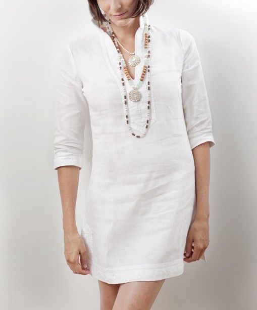 White Linen Tunic Dress by Guru New York | Linen tunic dress .