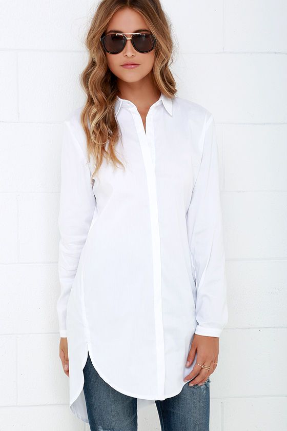 Mink Pink Call Me Crazy White Button-Up Tunic Topat Lulus.com $63 .