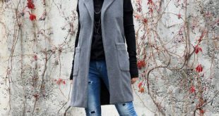 Sleeveless Coat, Winter Vest, Wool Vest, Women's Grey Vest .