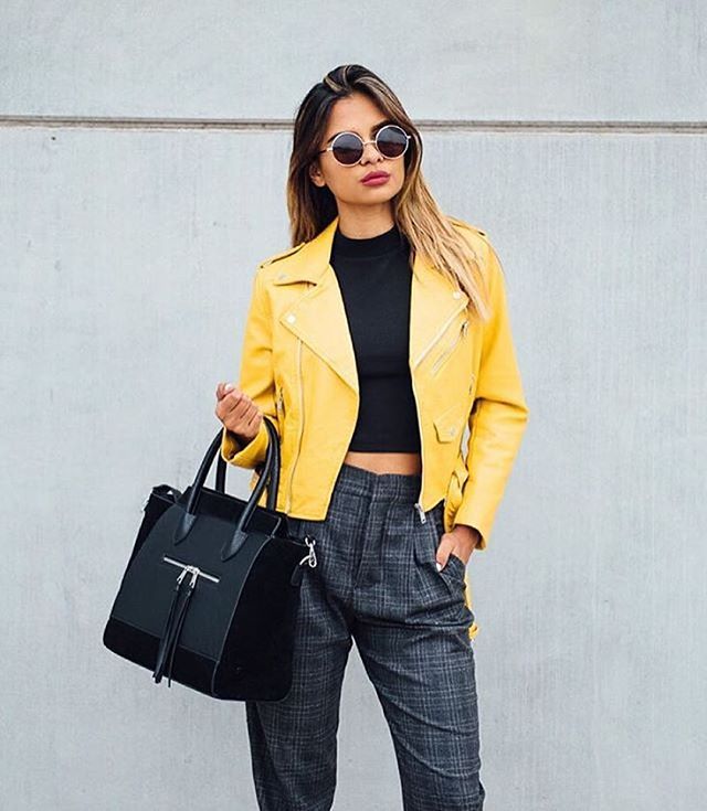 musthave Yellow Leather Jacket via @fashionshopnow .