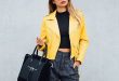How to Wear Yellow Leather Jacket: Outfit Ideas for Women - FMag.c