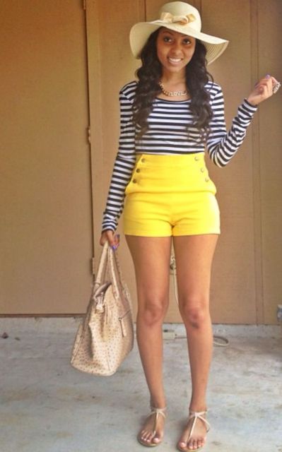 23 Women Outfits With Yellow Shorts - Styleohol