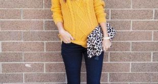 Cute falling outfit. I love the yellow sweater and I always love .
