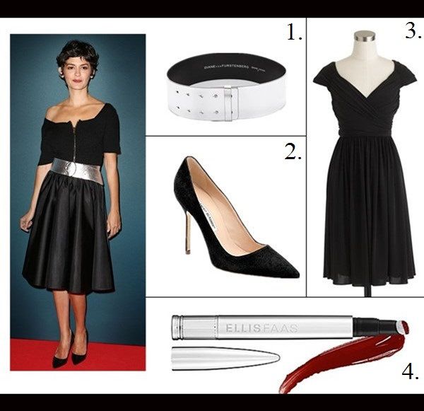 The art of accessorizing Audrey Tautou, prada zip front black .